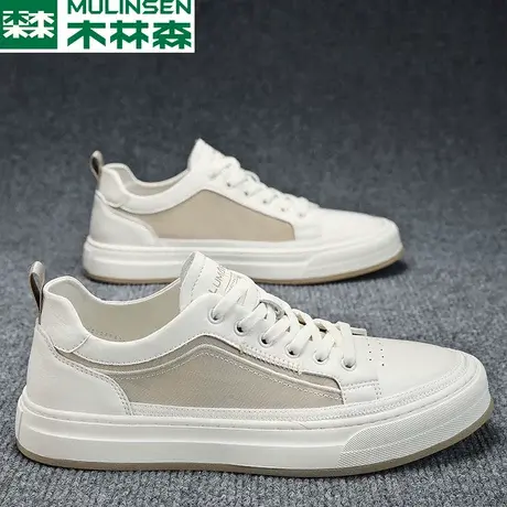 木林森秋季百搭男鞋2023新款低帮休闲小白潮鞋青少年软底运动板鞋商品大图