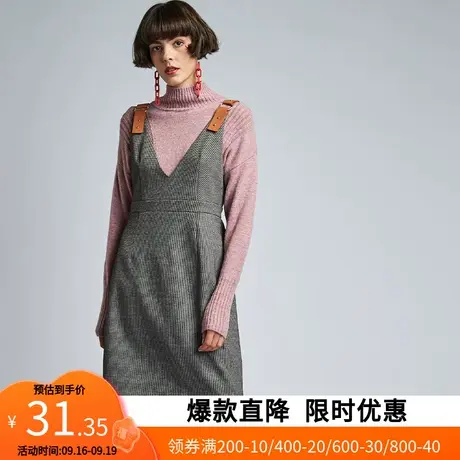 艾格2022新款秋冬v领无袖背心裙修身羊毛显瘦连衣裙女士Y1788图片