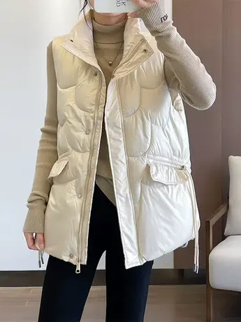 亮面免洗羽绒棉马甲女2023秋冬时尚韩版宽松坎肩背心洋气百搭外套商品大图