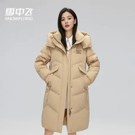 雪中飞羽绒服女2023新款冬季中长款连帽宽松保暖时尚防风休闲外套图片