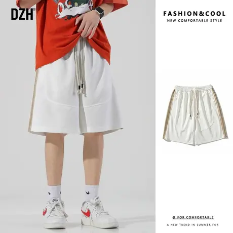 男士白色短裤男款直筒篮球美式五分裤男生夏天裤子大裤衩运动半裤商品大图
