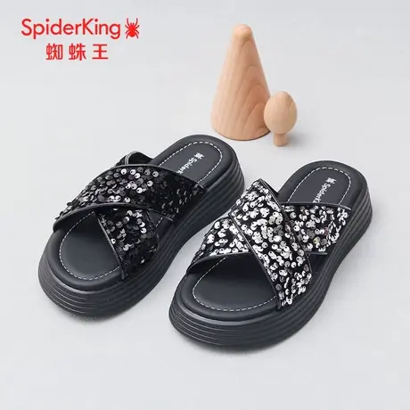 SPIDER KING/蜘蛛王女拖鞋2025夏商场新款亮片时尚百搭配裙子厚底商品大图