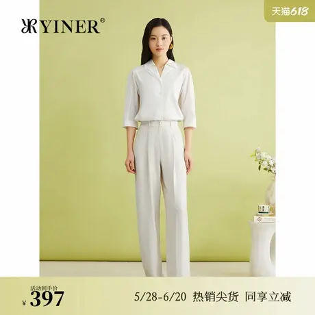 YINER音儿女装夏季时尚高支亲肤绵优雅衬衫法式优雅上衣商品大图