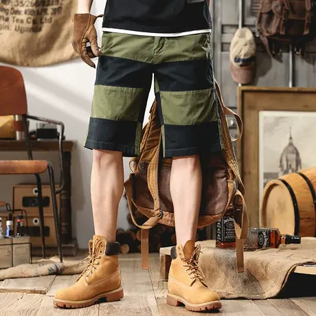 潮牌撞色拼接休闲百搭五分裤男夏季新款弹力短裤原创潮流外穿中裤商品大图