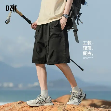 男生轻薄工装短裤男夏外穿宽松2025新款休闲五分裤潮牌百搭半截裤图片