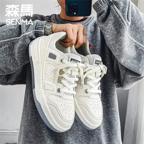 森马男鞋春秋季百搭休闲厚底平板鞋初中学生运动增高港风小白潮鞋商品大图