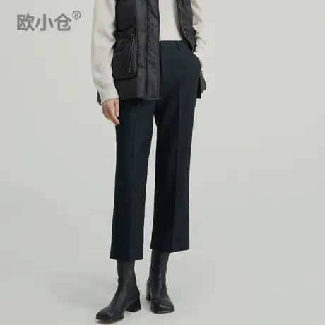 OXC/欧小仓宽松精纺羊毛阔腿裤女直筒西装裤小个子九分毛呢裤秋冬图片