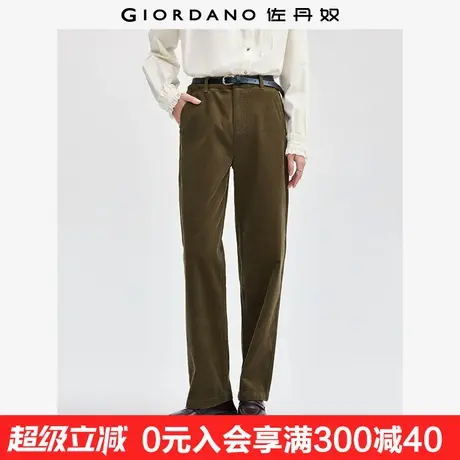 佐丹奴裤子女新款纯棉灯芯绒复古通勤女裤口袋休闲长裤女05414676商品大图
