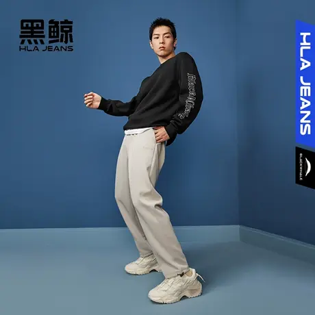 黑鲸HLAJEANS海澜之家旗下潮牌字母印花圆领卫衣长袖宽松休闲上衣商品大图