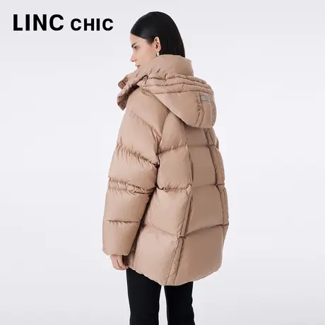 LINCCHIC金羽杰羽绒服女中长款2023秋冬新品量感连帽面包服2221商品大图