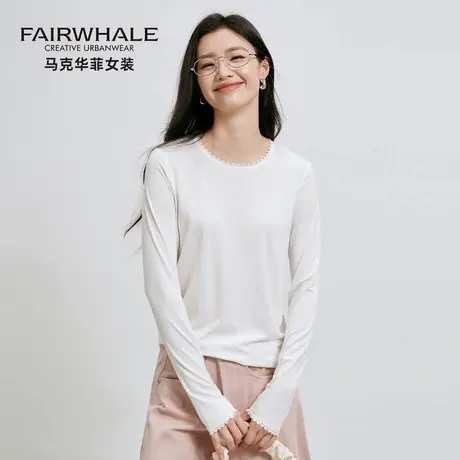 马克华菲桑蚕丝打底衫女高级感2025新款设计感长袖T恤女内搭上衣商品大图