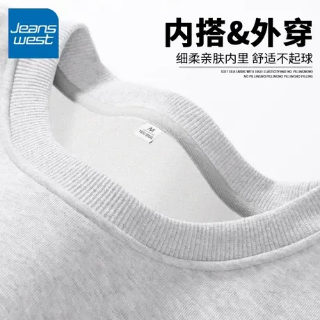 KV真维斯灰色卫衣女2025新款春秋季重磅宽松圆领慵懒风高级外套女商品大图
