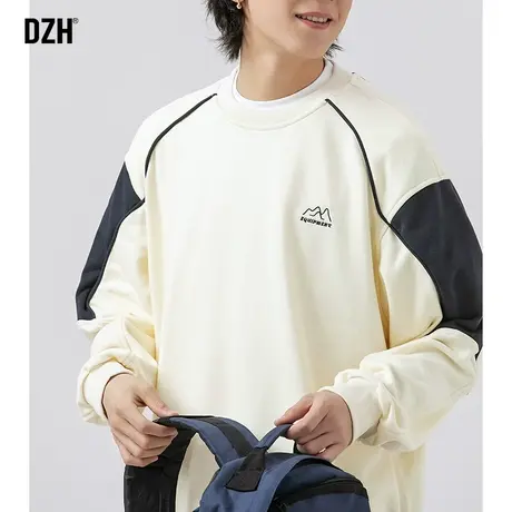 男士美式重磅卫衣男秋季外套潮牌设计感新款拼接上衣宽松情侣衣服商品大图