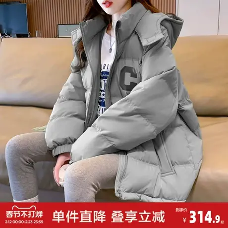唐狮冬装新款女羽绒服韩系宽松面包服羽绒外套保暖时尚休闲风图片
