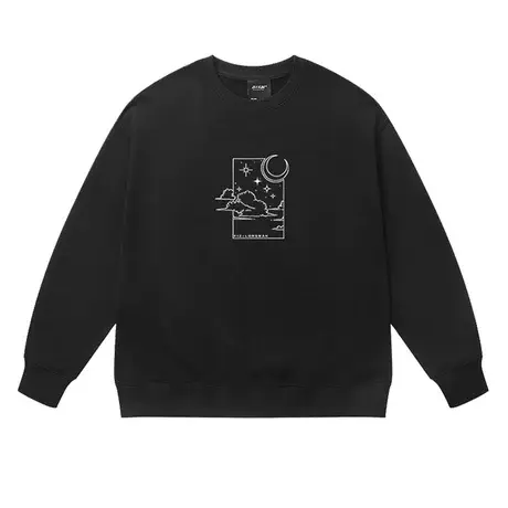 港风chic国潮圆领情侣卫衣男秋冬季中国风潮流涂鸦青少年薄款上衣商品大图