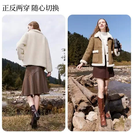【直播间】香影两面穿麂皮绒短外套女2023冬季新款羊羔毛风皮毛图片