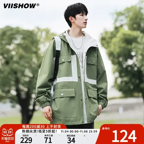 VIISHOW山系户外工装外套男春秋款青少年冲锋衣夹克潮痞帅高级感商品大图
