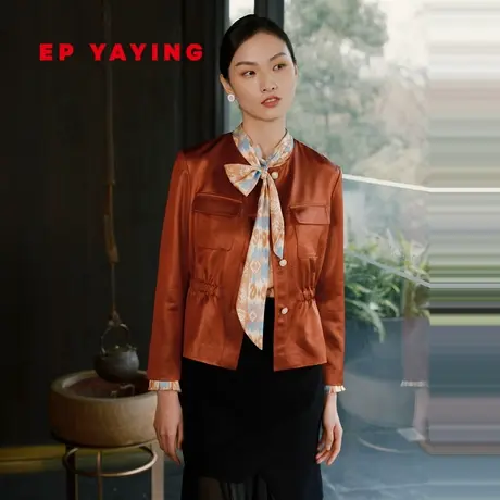 EP雅莹高端系列 气质圆领腰带缎面三醋酸外套 夏装商场同款1225A图片