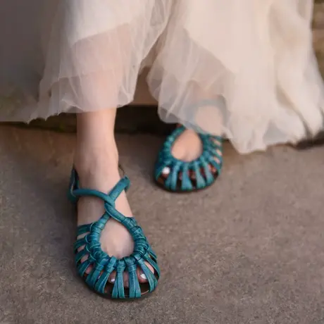 Artmu阿木原创仙女风平底包头凉鞋女夏季2023年女新款真皮罗马商品大图