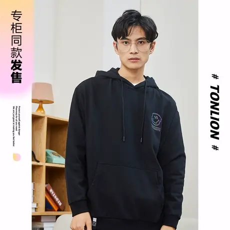 [商场同款]唐狮春秋季男卫衣潮酷幻彩笑脸连帽卫衣休闲潮流男士图片