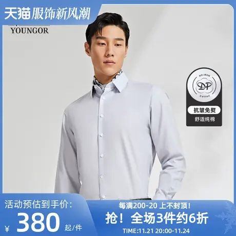 【100支TNDP】雅戈尔春新品男士商务休闲免烫装衬长袖衬衫男图片