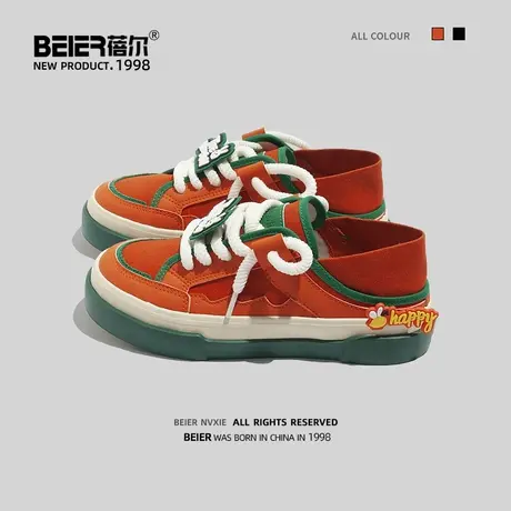 蓓尔 原宿风鞋子2023夏季女ins潮百搭超火帆布鞋休闲复古设计板鞋商品大图