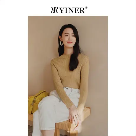 【美丽诺羊毛】YINER音儿线上专选女装冬季条纹羊毛针织衫商品大图