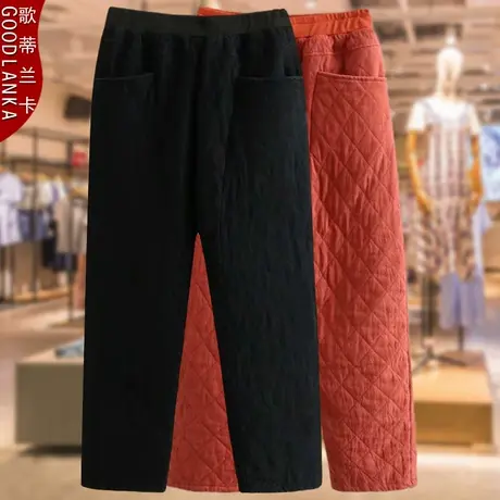 中老年女士冬季羽绒棉棉裤外穿加肥加大码女装宽松加厚妈妈棉裤子商品大图