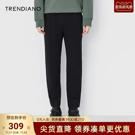 TRENDIANO官方男装潮牌秋季简约针织九分裤男士裤子直筒休闲长裤商品大图