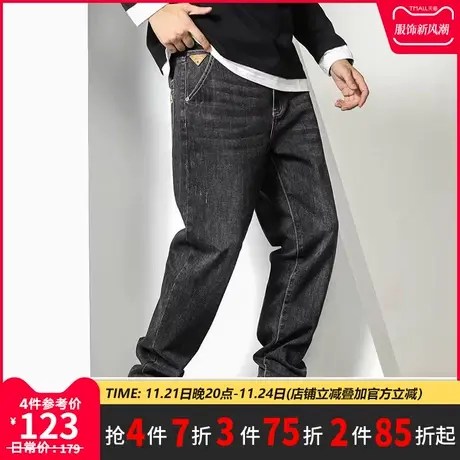 GxxH2022大码男装潮牌胖子宽松直筒休闲裤子加肥加大牛仔洗水长裤商品大图