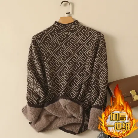 一体绒半高领毛衣女2023年秋冬新款加绒加厚宽松内搭针织打底衫女图片