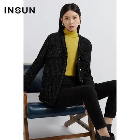 INSUN恩裳线上专选冬季多口袋绵羊毛小香风外套商品大图