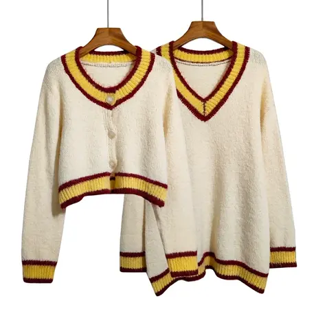 温柔风针织开衫女秋冬新款韩系长袖短款开衫中长款套头毛衣闺蜜装商品大图