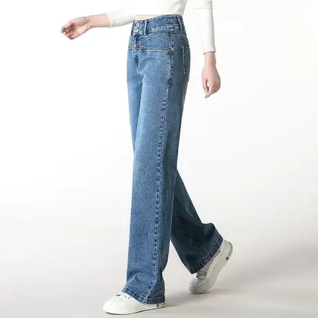 高腰窄版直筒牛仔裤女2023年新款春秋女裤宽松裤子女拖地裤阔腿裤商品大图