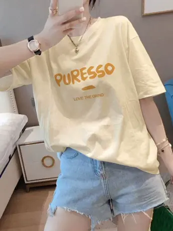 仿棉正肩短袖t恤女2023新款夏季复古港味chic洋气减龄女装上衣服商品大图