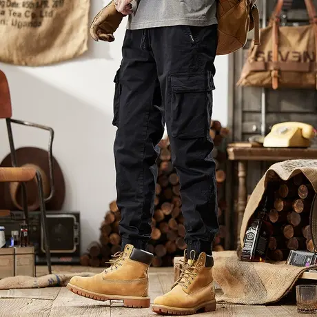 Modi Nick/摩帝尼克男士直筒潮流黑色工装裤休闲百搭潮流男款裤子图片