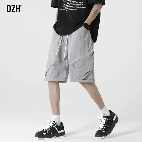 男生浅灰色冰丝短裤男款夏季运动潮牌休闲五分裤薄款裤子2023新款商品大图