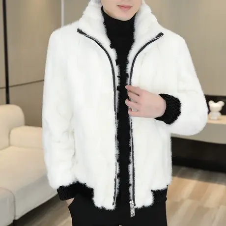 冬季高端轻奢男士金貂绒皮草外套休闲加厚防寒夹克皮毛一体大衣潮图片