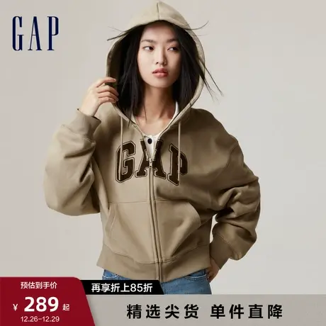 【断码优惠】Gap女装秋冬碳素软磨抓绒卫衣百搭短款连帽衫756422商品大图