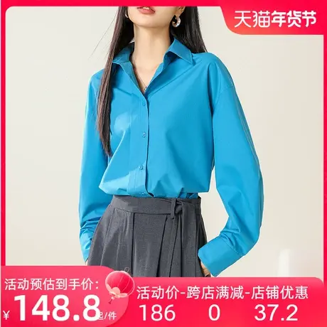 超模廓形衬衫2024春新款免烫亲肤抗皱长袖设计感慵懒显瘦宽松衬衣商品大图