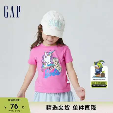 【芭比联名】Gap女幼童春夏纯棉短袖T恤儿童装洋气休闲上衣810114商品大图