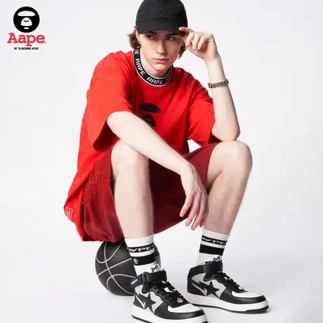 Aape旗舰店男装春夏拼色字母猿颜徽章休闲短裤6994XXK商品大图