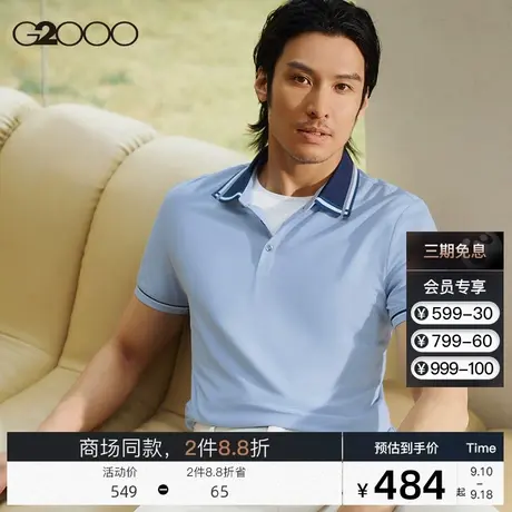 G2000男装 2023夏季新款商务通勤透气T恤时尚满印短袖polo衫男图片