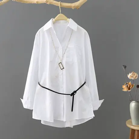 韩版条纹长袖衬衫女2023春装新款宽松休闲纯棉打底衫小众外搭衬衣图片