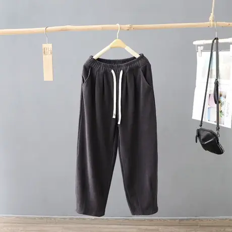 2023秋冬装新款松紧腰休闲西装裤女款萝卜裤子冬季女装长裤哈伦裤图片