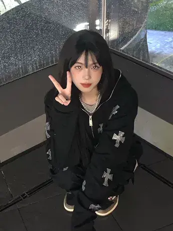 卫衣女小个子春秋薄款oversize小众高街潮牌ins美式复古开衫外套商品大图