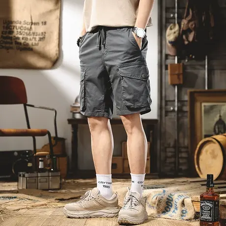 2022夏季新款男士休闲短裤潮牌宽松工装五分裤中裤户外多口袋马裤商品大图