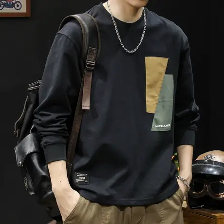 重磅长袖t恤男2023新款潮牌大码秋季男士内搭打底卫衣男款春秋商品大图