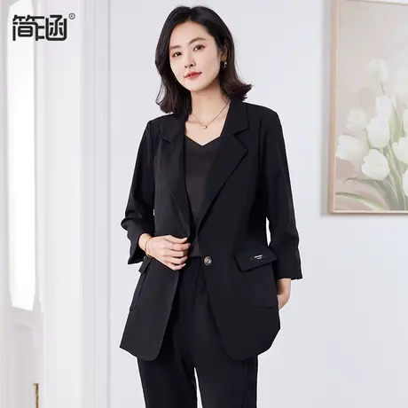 简涵2024春夏季新款黑色西装外套女设计感气质休闲职业高端西服商品大图
