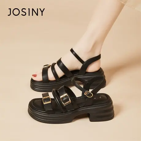 Josiny/卓诗尼厚底凉鞋女款2024年新款春季软底高级感运动罗马鞋图片